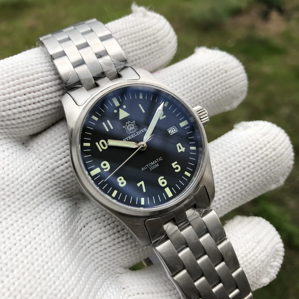 Steeldive SD1940 Автоматические Механические Мужские Часы 200 м Водонепроницаемый Пилот