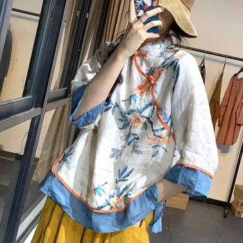 2020 Summer New Arts Style Women Half Sleeve Loose Vintage Button Shirts Patchwork Cotton Linen Print Blouses Femme Tops M176
2020 Summer New Arts Style Women Half Sleeve Loose Vintage Button Shirts Patchwork Cotton Linen Print Blouses Femme Tops M176