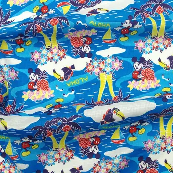 

1 yard Cotton fabric, Mickey, coconut trees, sailing and sea, printed Cotton Fabric (width=140cm)