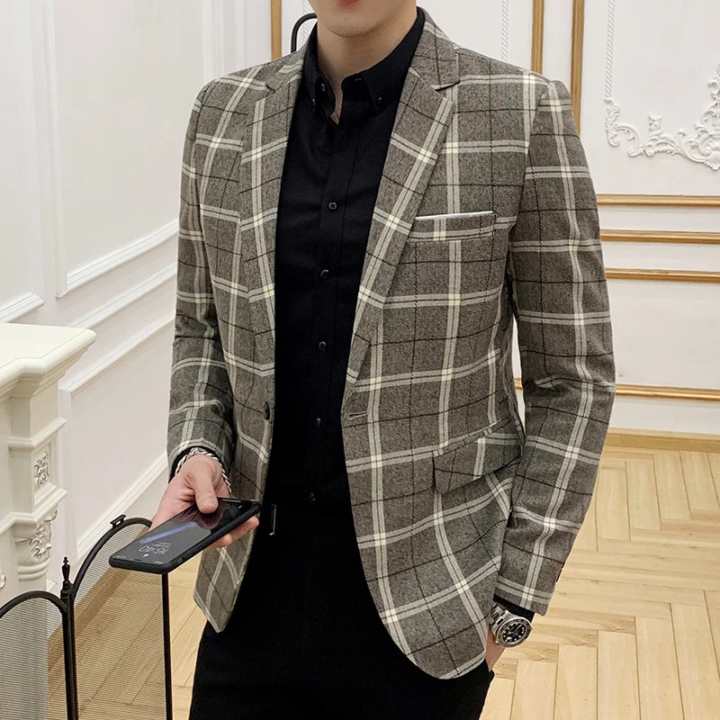 2020 Spring Fashion Lattice Mens Jacket Korean Slim Fit Sleeve Small Suit Black Masculino Man Blazer Hombre New Pattern 
2020 Spring Fashion Lattice Mens Jacket Korean Slim Fit Sleeve Small Suit Black Masculino Man Blazer Hombre New Pattern