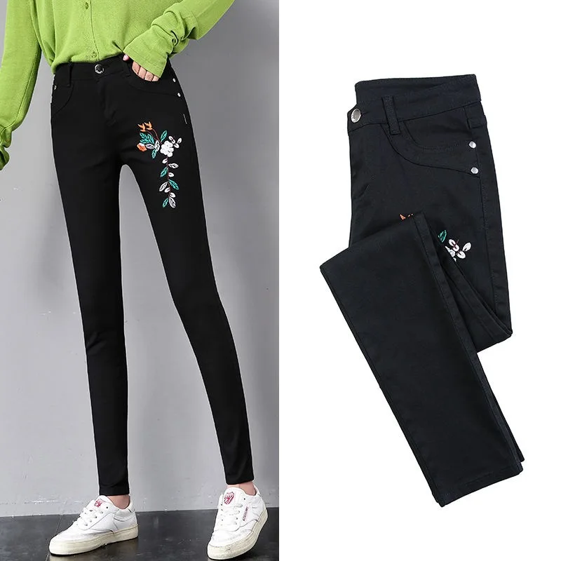 Spring And Summer big size Embroidered Elastic high Waist Stretch pencil Jeans for Women Skinny Pants stretch Jeans
Spring And Summer big size Embroidered Elastic high Waist Stretch pencil Jeans for Women Skinny Pants stretch Jeans