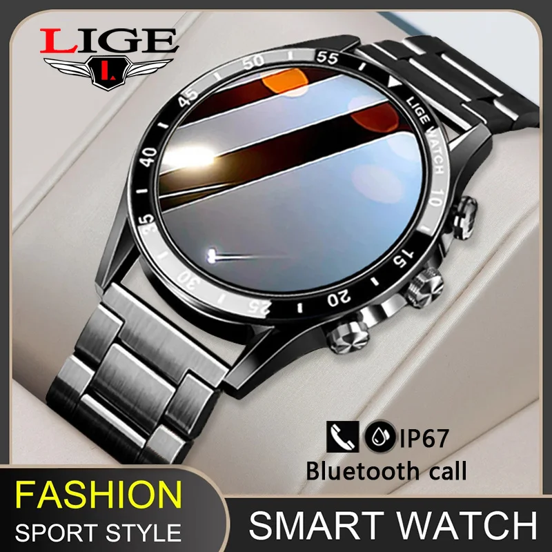 LIGE 2022 New Bluetooth Call Smart Watch Men Sports Fitness Tracker Steel Band Watches Full Touch IP67 Waterproof Smartwatch | Электроника