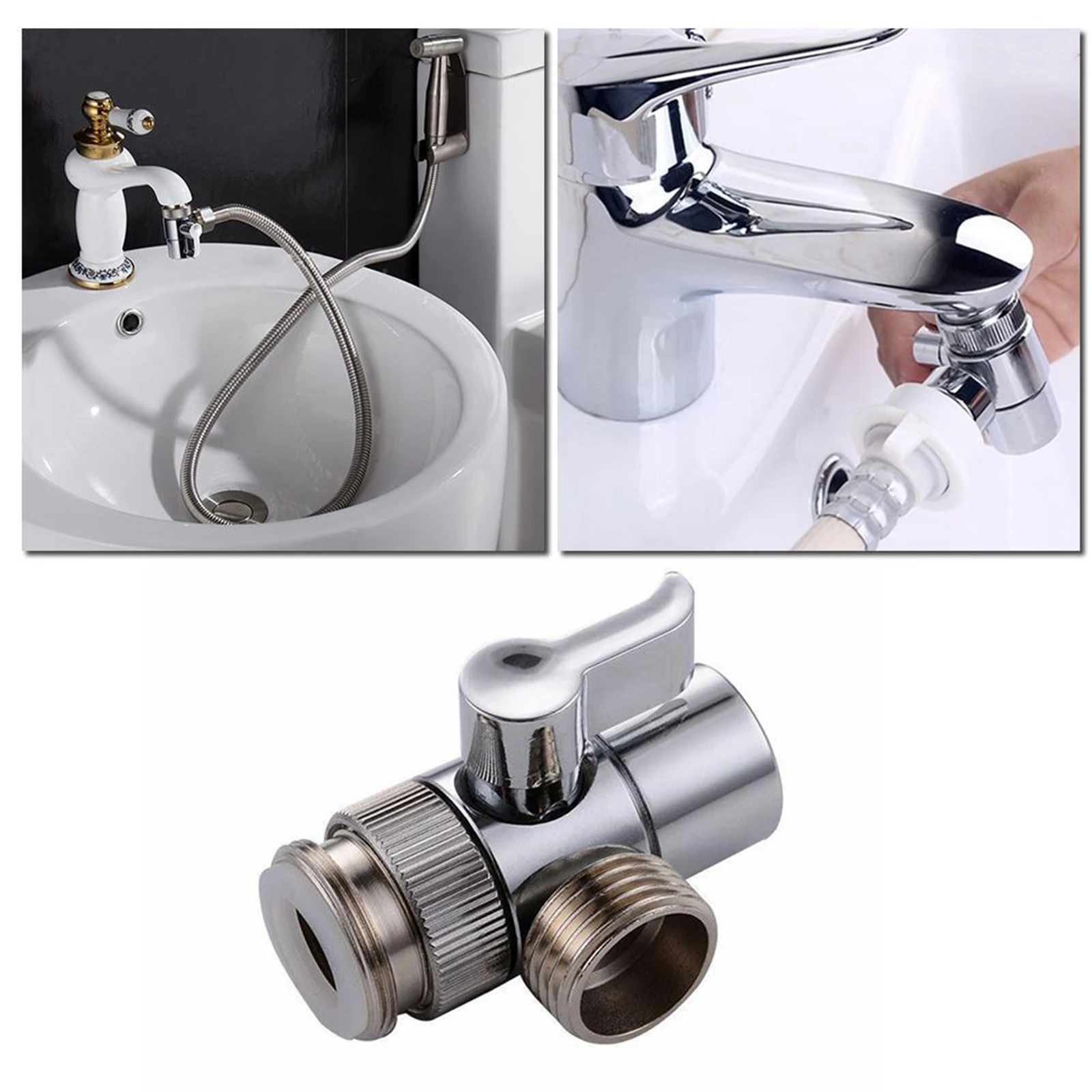 2-in-1 Brass Bidet Shower Head Diverter Valve Faucet Tools Tap T-Adapters 2-in-1 Brass Bidet Shower Head Diverter Valve Faucet Tools Tap T-Adapters