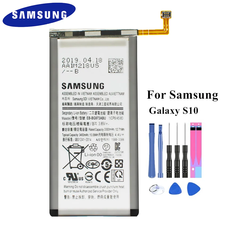 Genuine Battery EB-BG973ABU for Samsung Galaxy S10 S10X SM-G973 G973F G973U G973W G9730 Cellphone Batteria 3300mAh Akku +Tools
Genuine Battery EB-BG973ABU for Samsung Galaxy S10 S10X SM-G973 G973F G973U G973W G9730 Cellphone Batteria 3300mAh Akku +Tools