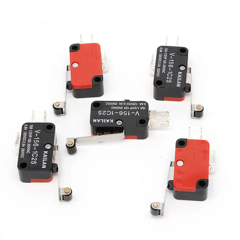 5Pcs/Set Durable Micro Limit Switch V-156-1C25 Long Hinge Roller Momentary SPDT Snap Action 15A 125/250V AC
5Pcs/Set Durable Micro Limit Switch V-156-1C25 Long Hinge Roller Momentary SPDT Snap Action 15A 125/250V AC