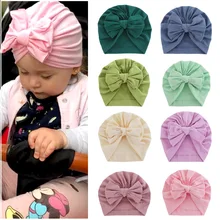 

0-3T Large Bow Baby Girls Turban Hat Beanie Newborn Hospital Warm Hat Cute Infant Bebes Bowknot Headwrap Child Chapeau Headdress