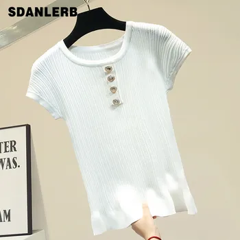 Women's Knitted T-shirt Slim Black White Short Sleeve T-shirt Female Summer Top T Shirts Tops
Women's Knitted T-shirt Slim Black White Short Sleeve T-shirt Female Summer Top T Shirts Tops
