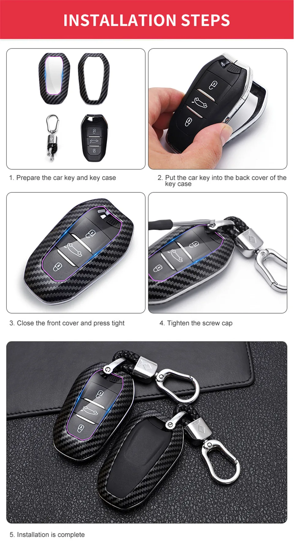 Shell Cover Holder Car Key Fob Case 5008 DS5 DS6 For Peugeot 208 DS3 For Citroen C4 C5 X7 C4L C6 C3-XR 3008 4008 Accessories