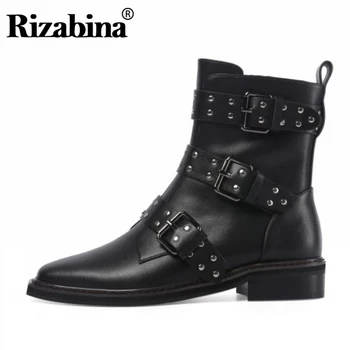 RIZABINA Genuine Leather Women Ankle Boots Punk Rivets Buckle Thick Heels Shoes Vintage Square Toe Women Footwear Size 33-40
RIZABINA Genuine Leather Women Ankle Boots Punk Rivets Buckle Thick Heels Shoes Vintage Square Toe Women Footwear Size 33-40