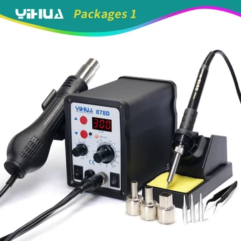220V 110V Optional YIHUA 878D Hot Air Gun Soldering Station with 907A Soldering Iron Station Metal Heater YH-878D 27.2*16.7*15cm
220V 110V Optional YIHUA 878D Hot Air Gun Soldering Station with 907A Soldering Iron Station Metal Heater YH-878D 27.2*16.7*15cm