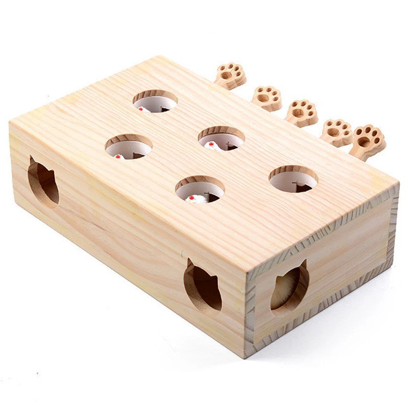 Solid Wooden Cat Toy Puzzle Interactive Toys Whack A Mole Shape Hamster Funny Wooden Box For Playing Cat Supplies Doll
Solid Wooden Cat Toy Puzzle Interactive Toys Whack A Mole Shape Hamster Funny Wooden Box For Playing Cat Supplies Doll