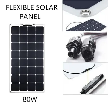 

China supplier 23% efficiency 12volt USA SunPower cell thin film semi flexible solar panel 80watt