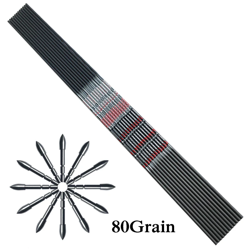 Наконечники для стрелы из углеродного волокна id4 2 мм Spine350-900 80 гр 12 шт. | Спорт и