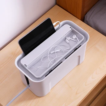 Plastic Charging Cable Winder Protect Box with Phone Holder Power Strip Storage Box for Table Desktop Wire Management Organizer
Plastic Charging Cable Winder Protect Box with Phone Holder Power Strip Storage Box for Table Desktop Wire Management Organizer