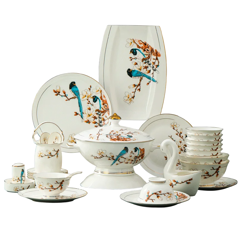 

Guci Bowl and dish set Chinese Jingdezhen Ceramic European bone china tableware bowl and plate chopsticks combination simple
