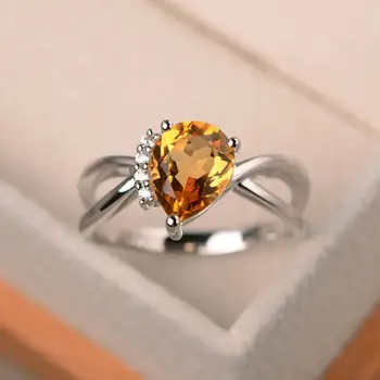 European and American Zircon Citrine Ring Simple and Delicate Drop-shaped Topaz Female Ring S925 Silver Ring Ladies Jewelry Gift 
European and American Zircon Citrine Ring Simple and Delicate Drop-shaped Topaz Female Ring S925 Silver Ring Ladies Jewelry Gift