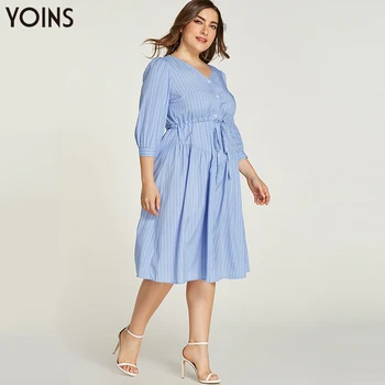 YOINS Elegant Stripe V Neck Drawstring Waist Dress Women 2020 Summer Autumn Midi Dresses Stylish Front Button Plus Size Vestidos
YOINS Elegant Stripe V Neck Drawstring Waist Dress Women 2020 Summer Autumn Midi Dresses Stylish Front Button Plus Size Vestidos