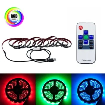 USB DC 5V RGB LED Strip Lights SMD 3528 Flexible Diode Tape Ribbon with RF Remote Controler for Home Room Decorative Backlight
USB DC 5V RGB LED Strip Lights SMD 3528 Flexible Diode Tape Ribbon with RF Remote Controler for Home Room Decorative Backlight