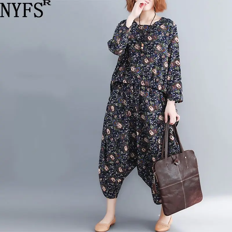 NYFS 2019 New Autumn Women Set Cotton Linen National wind Printing Long Sleeve Tops + harem pants 2 piece set Women Suit set 
NYFS 2019 New Autumn Women Set Cotton Linen National wind Printing Long Sleeve Tops + harem pants 2 piece set Women Suit set