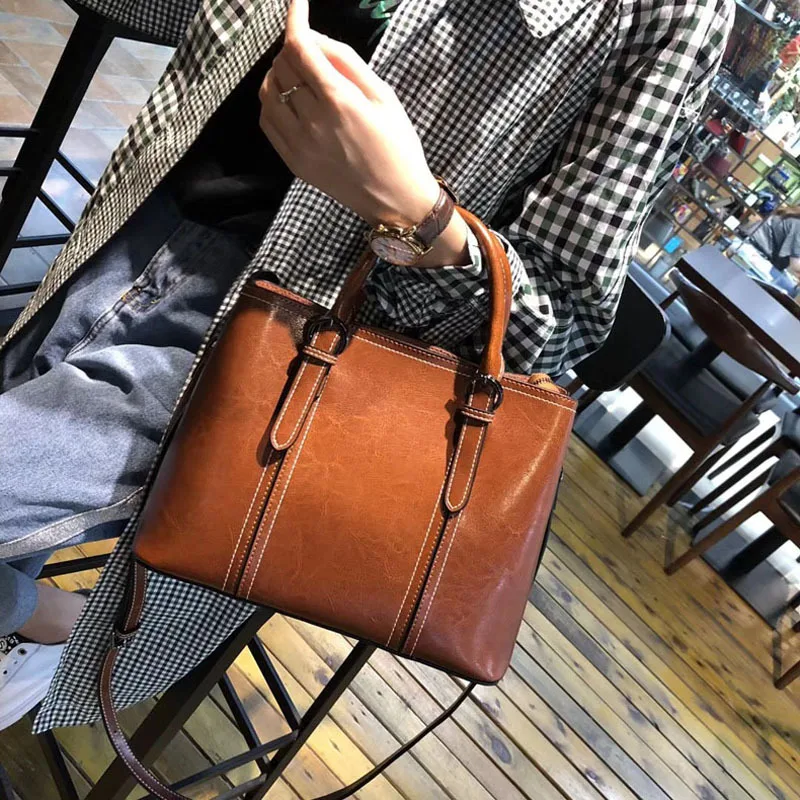 Ougger Medium Women Leather Handbags Brown Split Leather Vintage Saffiano Bag for Business 
Ougger Medium Women Leather Handbags Brown Split Leather Vintage Saffiano Bag for Business