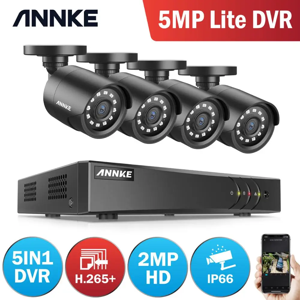 

ANNKE 2MP HD 8CH Video Security System 5MP Lite H.265+ DVR With 4PCS Smart IR Bullet Weatherproof Cameras Surveillance CCTV Kit