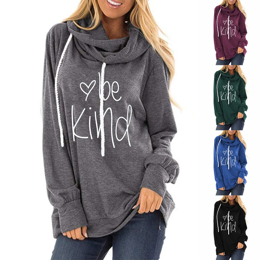 Spring and autumn 2020 women's drawstring Hoodie be kind lettered loose Crew Neck Long Sleeve boutique T-shirt
Spring and autumn 2020 women's drawstring Hoodie be kind lettered loose Crew Neck Long Sleeve boutique T-shirt