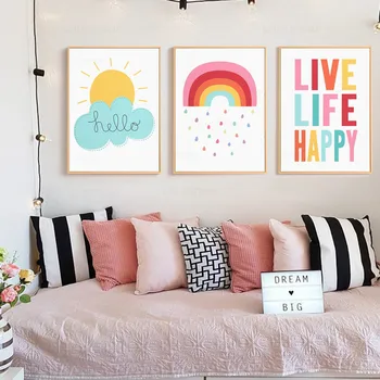 Cute Canvas Painting Weather Sun Rainbow Print Quote Poster Nursery Wall Art Children Bedroom Decorative Pictures Unisex Decor 
Cute Canvas Painting Weather Sun Rainbow Print Quote Poster Nursery Wall Art Children Bedroom Decorative Pictures Unisex Decor
