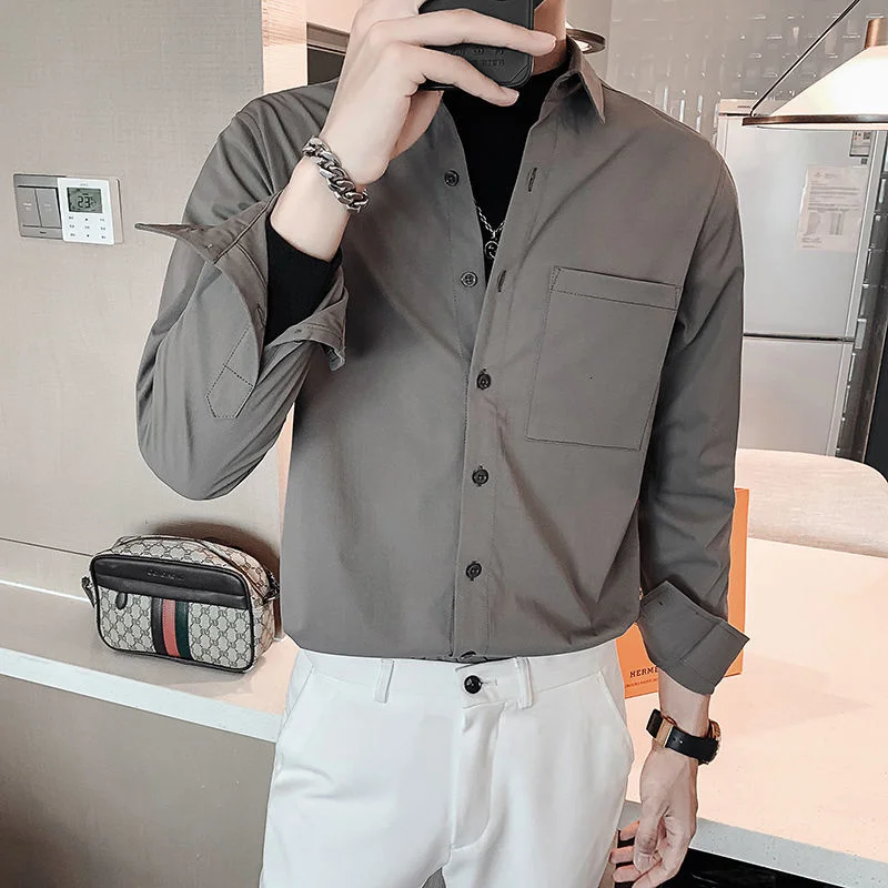 2021 Men's Solid Color Camisa Masculina Slim Fit Long Sleeve Shirts Fashion Trend Lapel Collar Business Shirts Plus Size M-3XL
2021 Men's Solid Color Camisa Masculina Slim Fit Long Sleeve Shirts Fashion Trend Lapel Collar Business Shirts Plus Size M-3XL