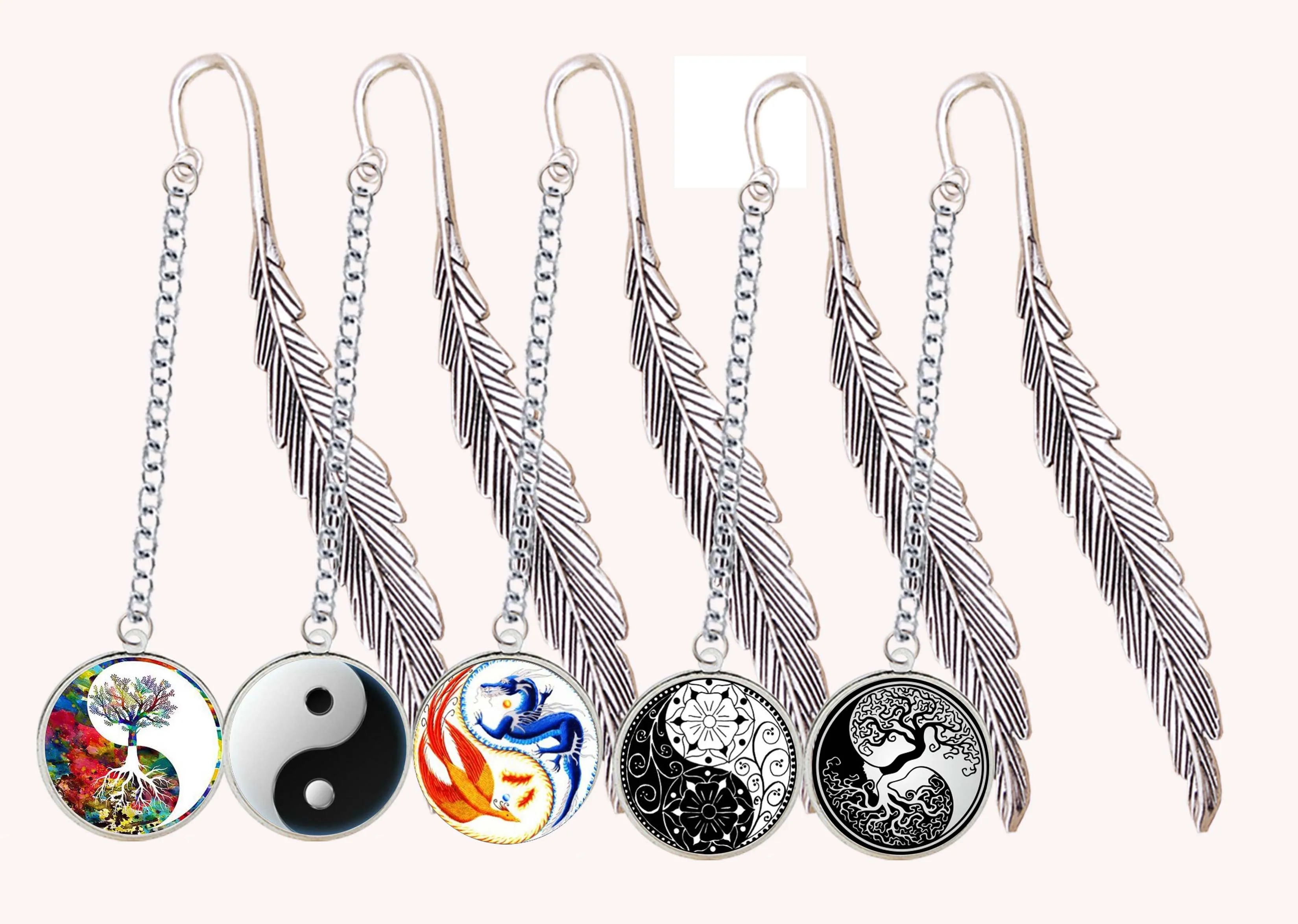 

Yin Yang Bookmark Reiki Symbols Tai Chi Pendant Dragon Phoenix Eight Diagrams For Notebook Reader Book Marque Page Mate Marker