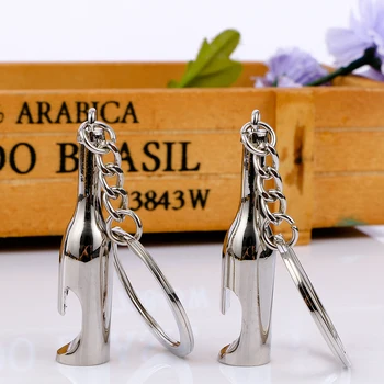 Wine Bottle Shaped Bottle Opener Key Chain Zinc Alloy Silver Color Key Ring Beer Opener
Wine Bottle Shaped Bottle Opener Key Chain Zinc Alloy Silver Color Key Ring Beer Opener
