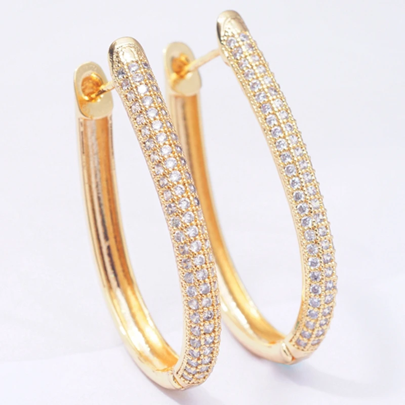 "U" Shape Fashion Big Round Circle Hoop Earrings for Women Simple Geometric Gold Filled Zircon Dubai Jewelry Dropshipping
"U" Shape Fashion Big Round Circle Hoop Earrings for Women Simple Geometric Gold Filled Zircon Dubai Jewelry Dropshipping