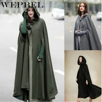 

WEPBEL Women's Fashion Autumn Winter Gothic Trendy Maxi Hooded Cloak Cardigan Coat Hoodie Long Cape Costume Cosplay Outerwear