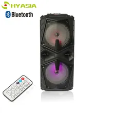 Hyasia 30 w 핸드 헬드 무선 블루투스 스피커 야외 사운드 시스템베이스 led 라이트 지원 tf usb aux fm 라디오 원격 제어(China)