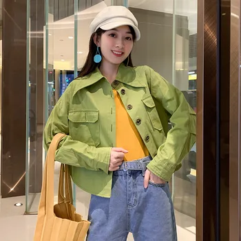 Women Outwear Fashion Green Orange Basic Jackets Coats New Free Size Ladies Streetwear BF Style Turn-down Collar Clothing Cloth 
Women Outwear Fashion Green Orange Basic Jackets Coats New Free Size Ladies Streetwear BF Style Turn-down Collar Clothing Cloth