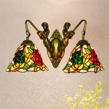 Mermaid Corridor Double-Headed Wall Lamp American Pastoral Grape Tiffany Colored Glass Living Room Dining Room Glass Lamp
Mermaid Corridor Double-Headed Wall Lamp American Pastoral Grape Tiffany Colored Glass Living Room Dining Room Glass Lamp