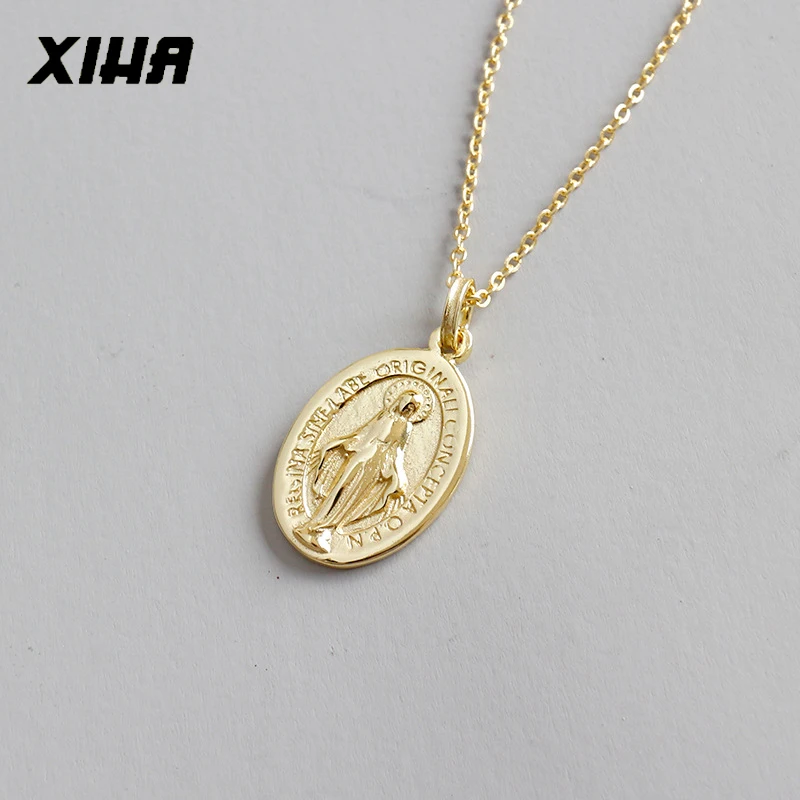 XIHA Real 925 Sterling Silver Pendant Necklace for Women Oval Round Virgin Mary Pendants Chain Personalized Gothic Jewelry
XIHA Real 925 Sterling Silver Pendant Necklace for Women Oval Round Virgin Mary Pendants Chain Personalized Gothic Jewelry