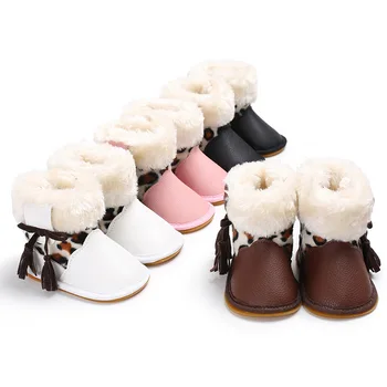 Warm Non-slip Tassel Baby Girl Shoes Kids' Winter Baby Booties Leopard Bow Rubber Hard-soled Boots Winter soft Fur Shoes 
Warm Non-slip Tassel Baby Girl Shoes Kids' Winter Baby Booties Leopard Bow Rubber Hard-soled Boots Winter soft Fur Shoes