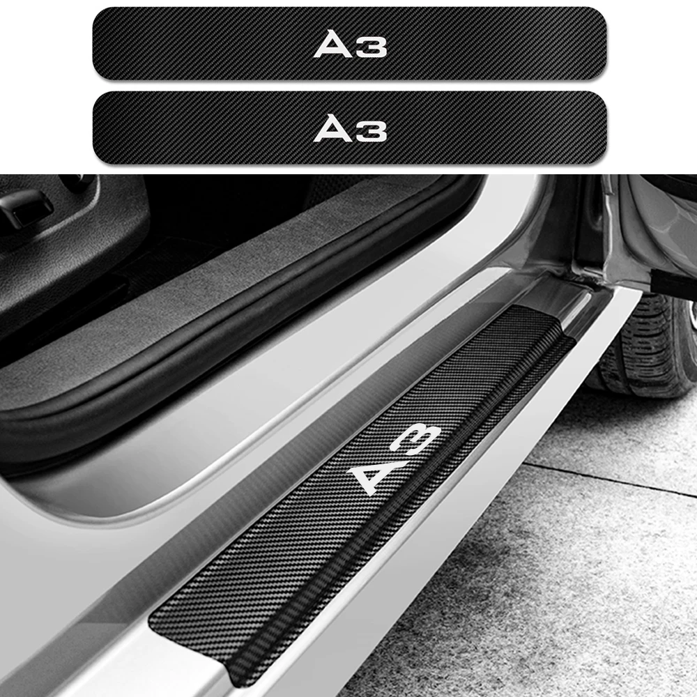 4 предмета в комплекте для Audi A3 8P 8L 8V автомобиль порога пластина Защита наклейки