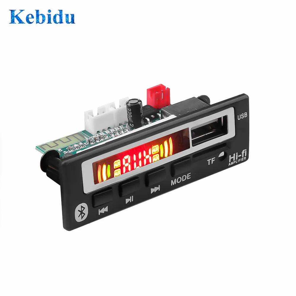 KEBIDU Bluetooth5.0 Car MP3 WMA WAV Decoder Board Color Screen 5V 12V Wireless Audio Module USB TF FM Radio MP3 Player
KEBIDU Bluetooth5.0 Car MP3 WMA WAV Decoder Board Color Screen 5V 12V Wireless Audio Module USB TF FM Radio MP3 Player