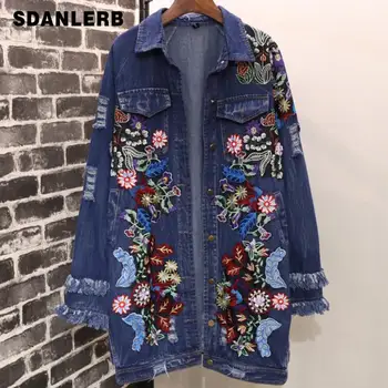 2019 Spring And Autumn Denim Jacket Heavy Industry Embroidery Flowers Hole Washed Long Loose Jeans Coat
2019 Spring And Autumn Denim Jacket Heavy Industry Embroidery Flowers Hole Washed Long Loose Jeans Coat