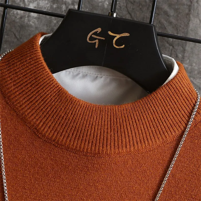 Mock-Neck Sweater Pullover Men Quality Turtlenck Men Pullover Male Autumn Winter Thick Turtle-neck Sweater Mens MuLS Brand 05