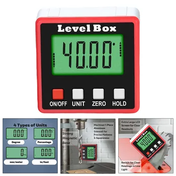 4*90 Degree Digital Angle Finder Gauge Magnetic Protractor Level Box Inclinometer Bevel AAA Battery
4*90 Degree Digital Angle Finder Gauge Magnetic Protractor Level Box Inclinometer Bevel AAA Battery