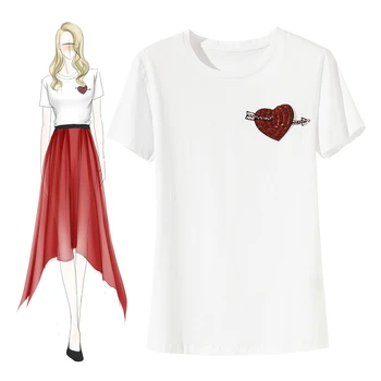 Mercerized cotton modis short sleeve t shirt women Beading love heart tee shirt femme o-neck basic tshirt 2020 summer tops
Mercerized cotton modis short sleeve t shirt women Beading love heart tee shirt femme o-neck basic tshirt 2020 summer tops