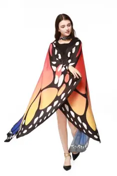 

Women Print Scarf Beach Pashmina Butterfly Wing Cape Shawl Wrap Gifts Novelty Print Scarves Gradient Color Poncho Pashminas New