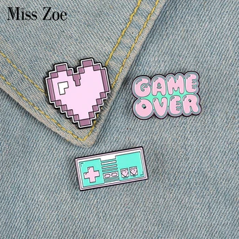 Pink Game Enamel Pin Bag Badge Heart Game over Brooches Clothes Lapel pin Custom Cartoon Retro Vintage Jewelry Gift for girls 
Pink Game Enamel Pin Bag Badge Heart Game over Brooches Clothes Lapel pin Custom Cartoon Retro Vintage Jewelry Gift for girls