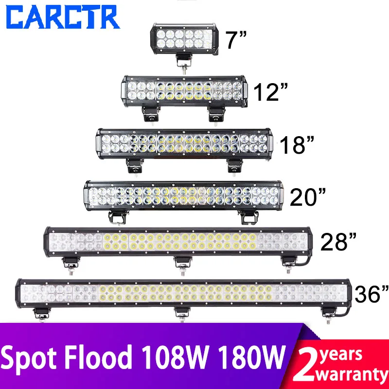 CARCTR Led Light Bar Double-row Work Light 18W 36W 72W 108W 180W 12V 24V Spot Flood Beam for ATV SUV 4X4Offroad Truck Headlight
CARCTR Led Light Bar Double-row Work Light 18W 36W 72W 108W 180W 12V 24V Spot Flood Beam for ATV SUV 4X4Offroad Truck Headlight