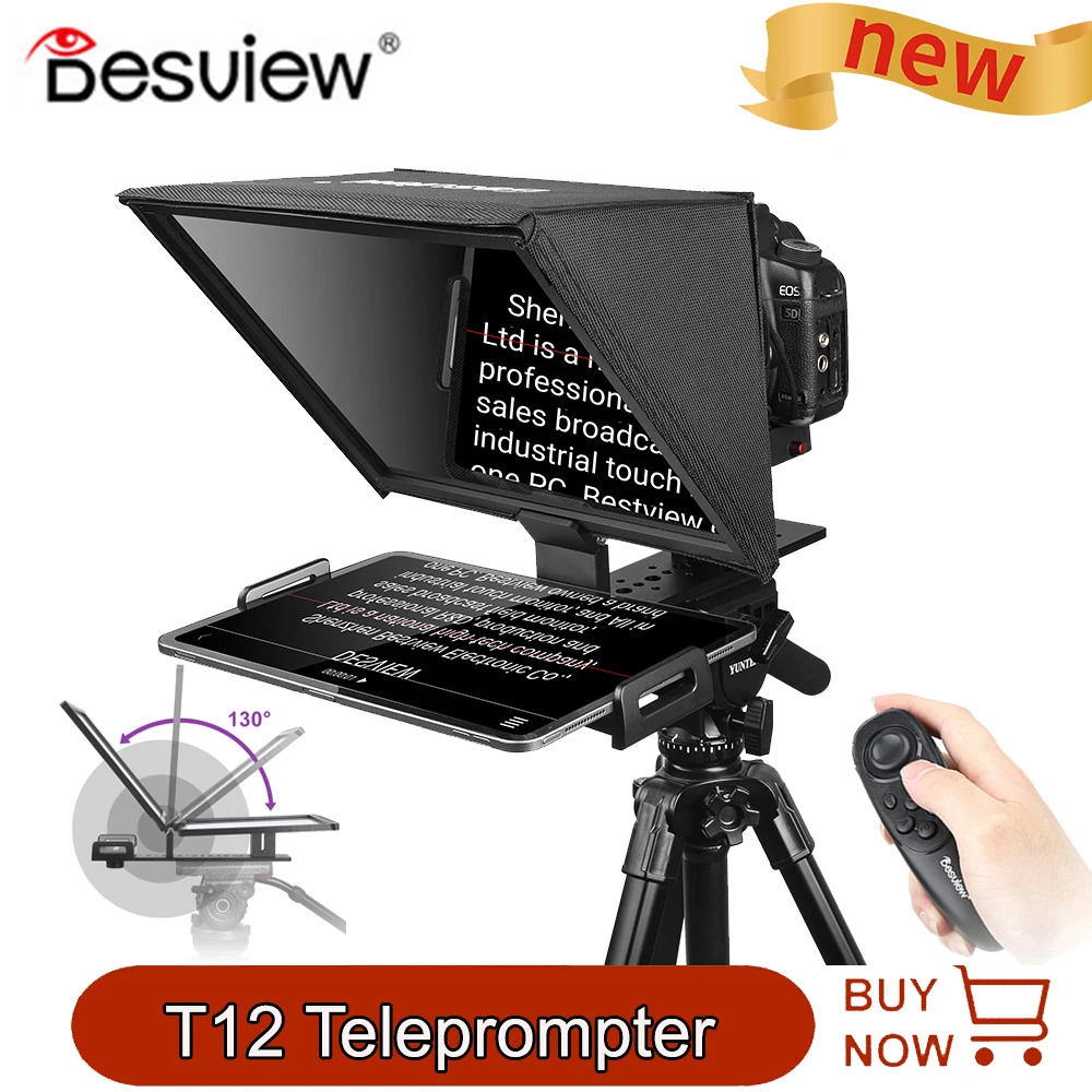 Bestview T12 Portable Teleprompter with Bluetooth Remote Control For Tablet DSLR Cameras ouTube Interview Speech Video Studio
Bestview T12 Portable Teleprompter with Bluetooth Remote Control For Tablet DSLR Cameras ouTube Interview Speech Video Studio