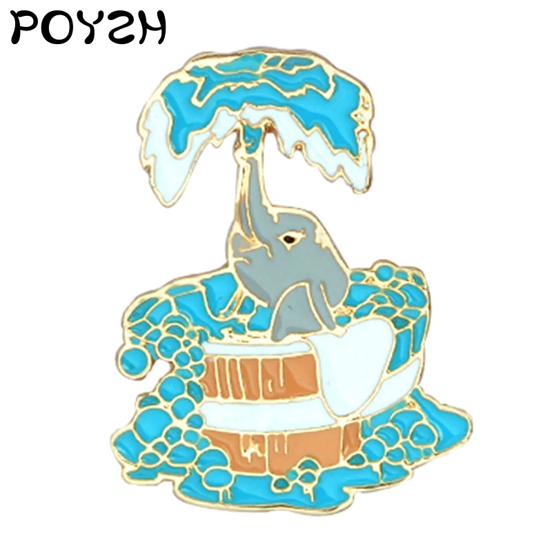 Elephants bathing happily Enamel Brooch Elephant Nose Fountain cute Animal Funny badge clean Good habit Jewelry gifts Lapel Pin
Elephants bathing happily Enamel Brooch Elephant Nose Fountain cute Animal Funny badge clean Good habit Jewelry gifts Lapel Pin