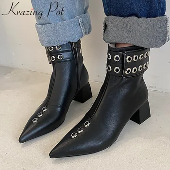 krazing pot brand genuine leather pointed toe high heel cool rivet Chelsea boots wedding winter shoe party dress ankle boots L30
krazing pot brand genuine leather pointed toe high heel cool rivet Chelsea boots wedding winter shoe party dress ankle boots L30