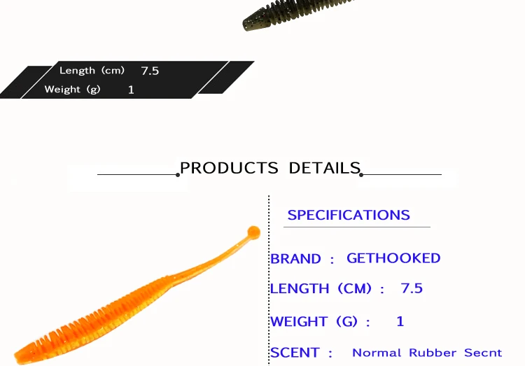 Trout Baits Soft Shad Floating Fishing Lures Worms 75mm 1g Silicon Bait Rubber Rockfish Fishing Lures Wacky Shaky Texas Trout (2)